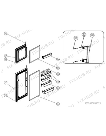 Взрыв-схема холодильника Zanussi ZRT3320WA - Схема узла Door 003